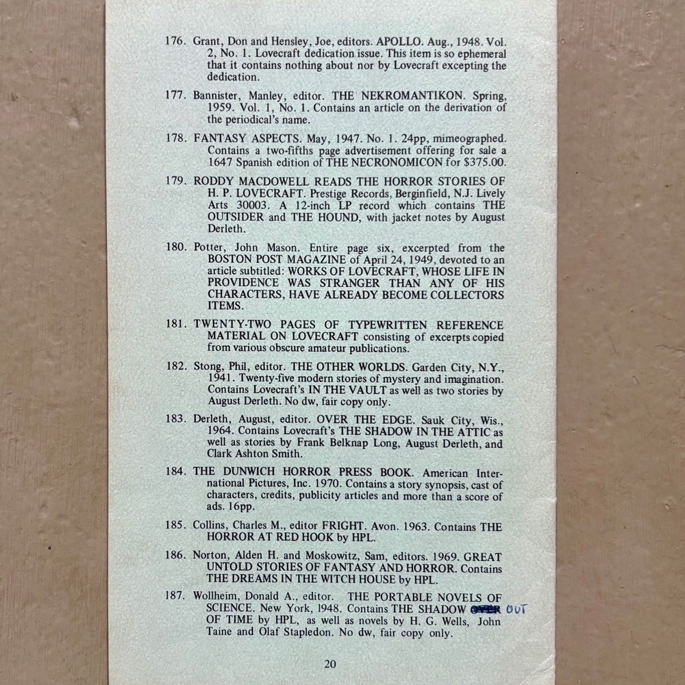 1970 Howard Phillips Lovecraft Book Catalogue Necronimicon Innsmouth Cthulhu - Picture 7 of 7